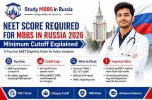 Read more about the article NEET Score Required for MBBS in Russia 2026 | Cutoff Guide | SMR